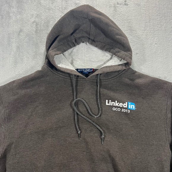 LinkedIn Hoodie Mens Medium Gray 2013 GCO Pullover Sport-Tek Tech Silicon Valley